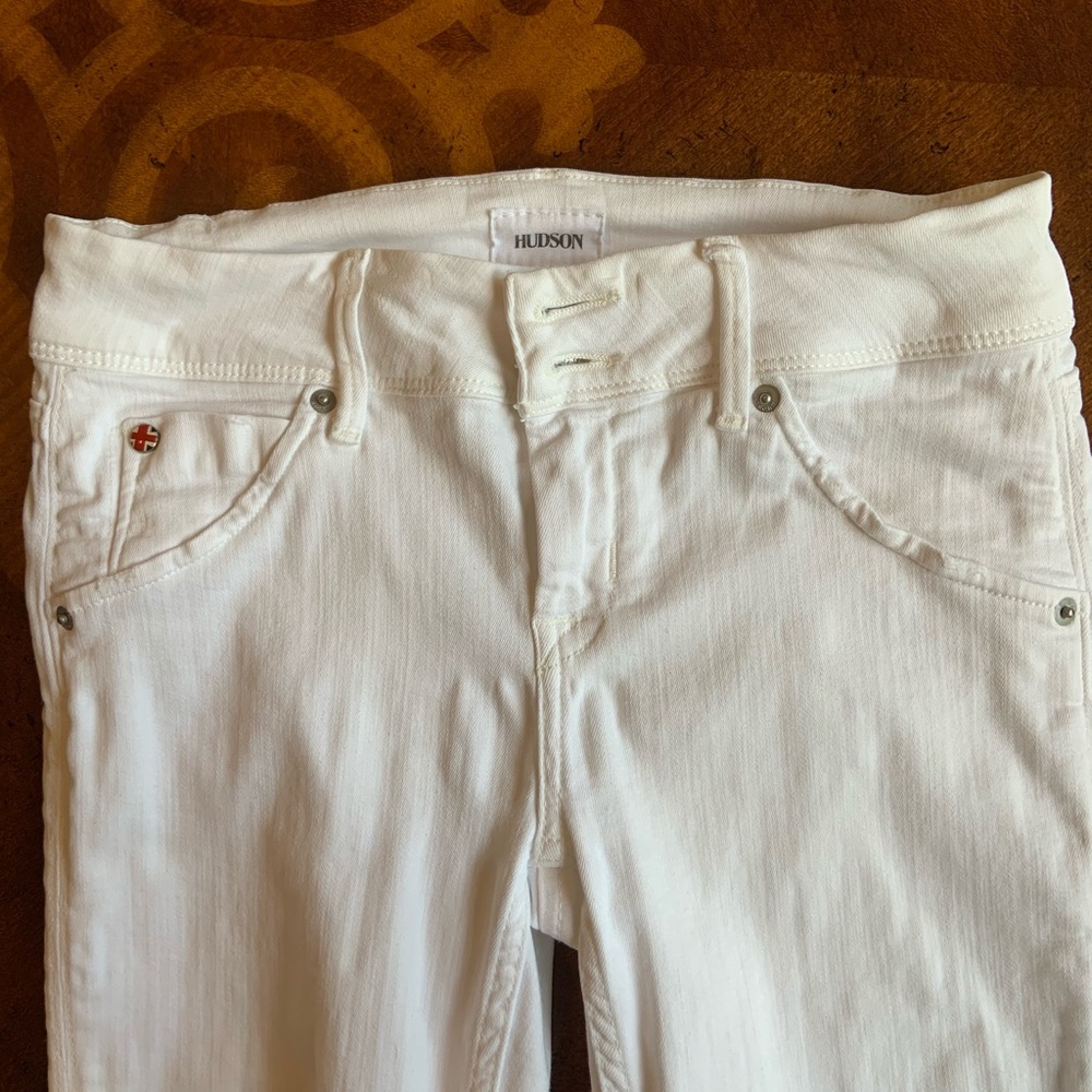White Hudson Ripped Skinny Jeans